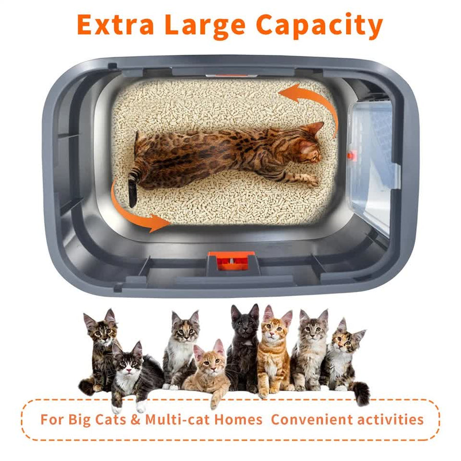 P Jumbo Stainless Steel Cat Litter Box for Multi Cats - KAZIPAWS