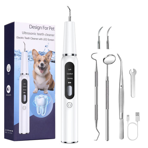 White Professional Pet Dental Cleaning Kit Ultrasonic