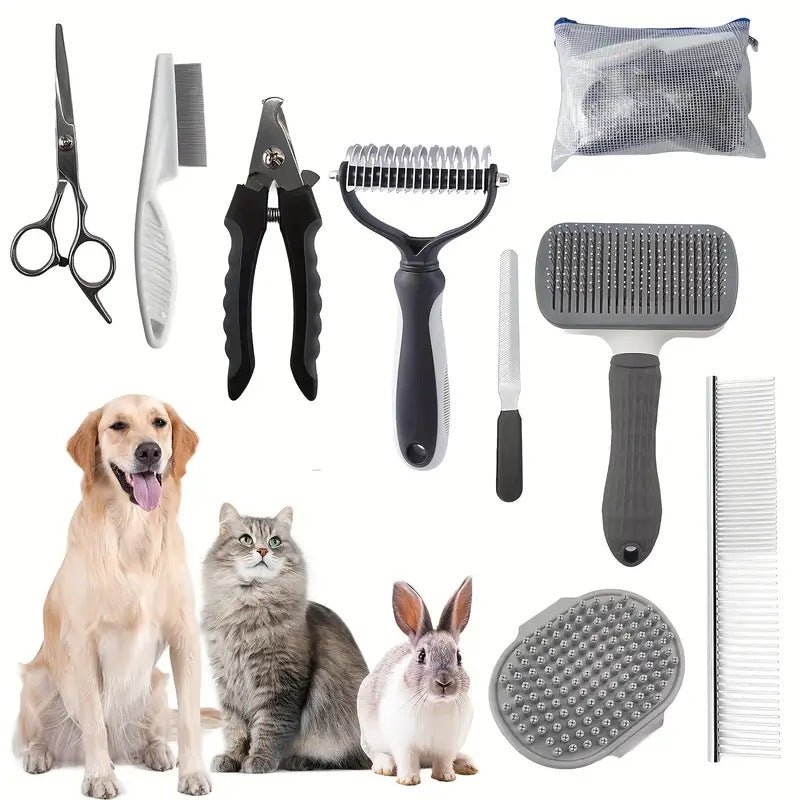 Professional 9 Piece Grooming Kit Deshedding Brushes - KAZIPAWS