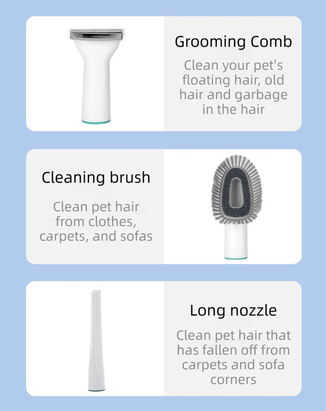 7-in-1 White Multifunctional Pet Grooming Vacuum Kit - Dog Cat Home Barber Shop & Low Noise Shedding Groomer with 1L Large Dust Cup - KAZIPAWS