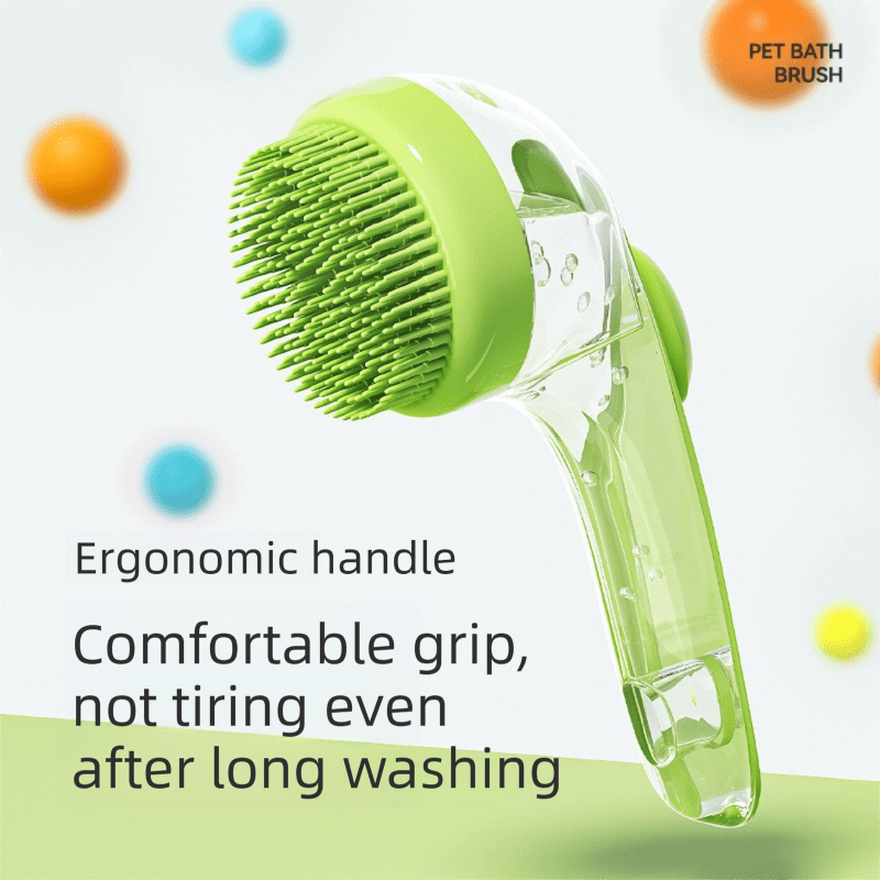 Blue Pet Silicone Bath Brush with Shampoo Dispenser - Leak-Proof One-Touch Soap Release-Dog and Cat Grooming Massage Brush Soft Cleaning Scrubber for Bathing Shedding and Skin Care - KAZIPAWS