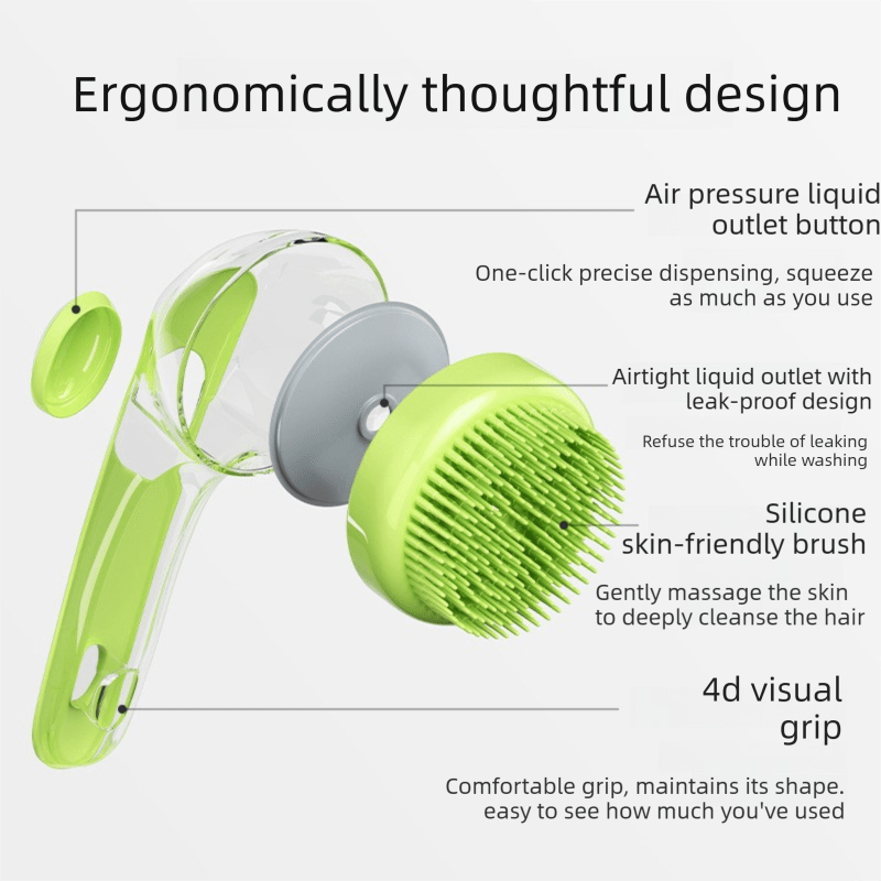 Blue Pet Silicone Bath Brush with Shampoo Dispenser - Leak-Proof One-Touch Soap Release-Dog and Cat Grooming Massage Brush Soft Cleaning Scrubber for Bathing Shedding and Skin Care - KAZIPAWS