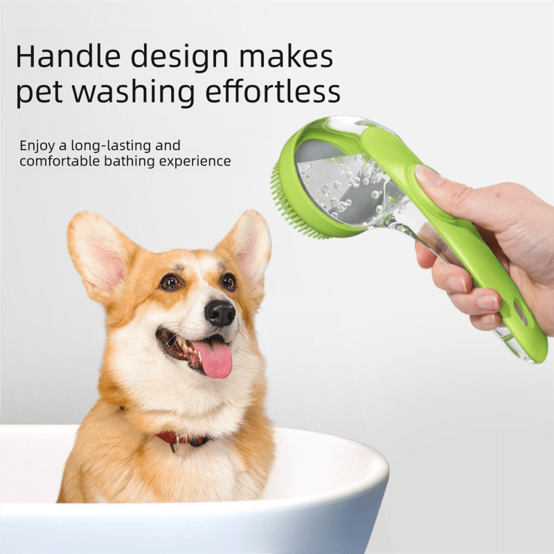 Blue Pet Silicone Bath Brush with Shampoo Dispenser - Leak-Proof One-Touch Soap Release-Dog and Cat Grooming Massage Brush Soft Cleaning Scrubber for Bathing Shedding and Skin Care - KAZIPAWS