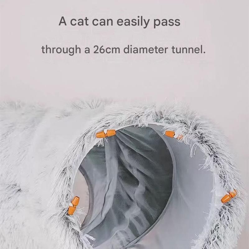 Grey Foldable Cat Tunnel Bed Plush 2 in 1 Nest - KAZIPAWS