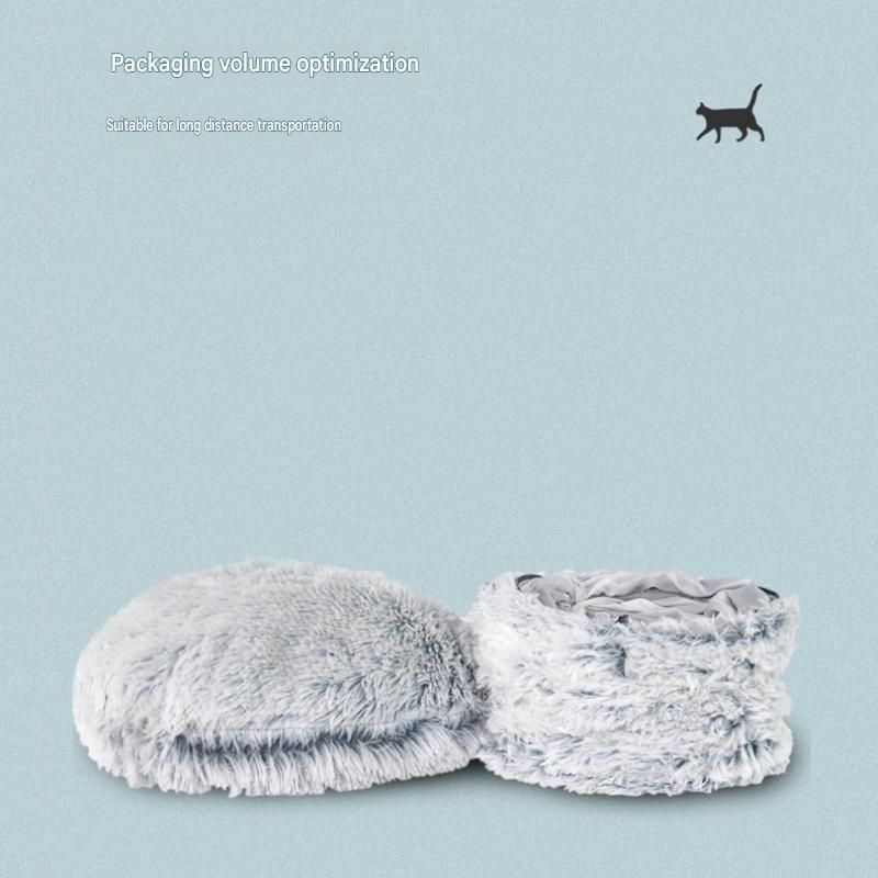 Grey Foldable Cat Tunnel Bed Plush 2 in 1 Nest - KAZIPAWS
