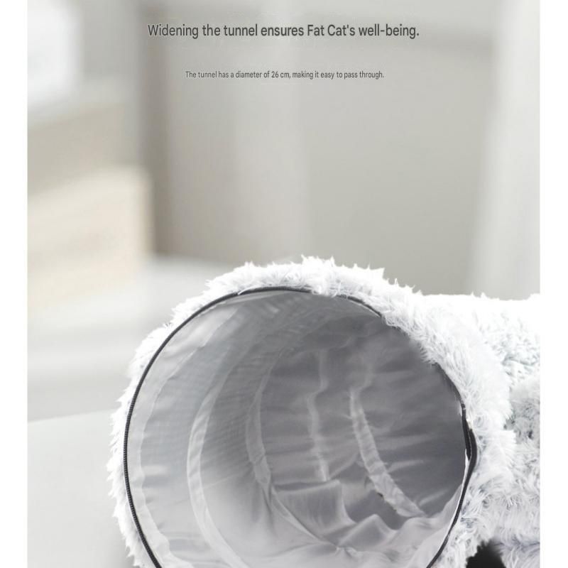 Grey Foldable Cat Tunnel Bed Plush 2 in 1 Nest - KAZIPAWS