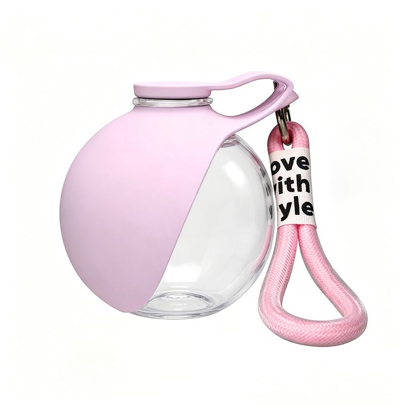 Pink Portable Pet Water Bottle with Foldable Drinking Bowl, 285ml Travel Dog Water Dispenser for Walking Hiking and Outdoor Adventures - KAZIPAWS