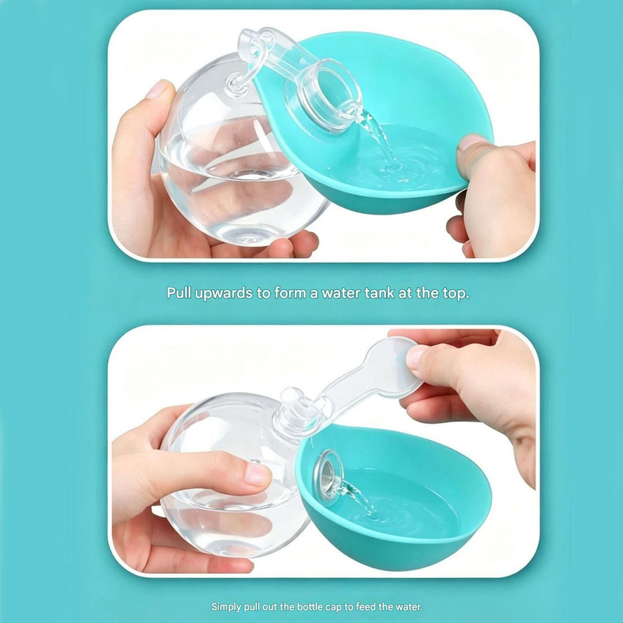 Pink Portable Pet Water Bottle with Foldable Drinking Bowl, 285ml Travel Dog Water Dispenser for Walking Hiking and Outdoor Adventures - KAZIPAWS