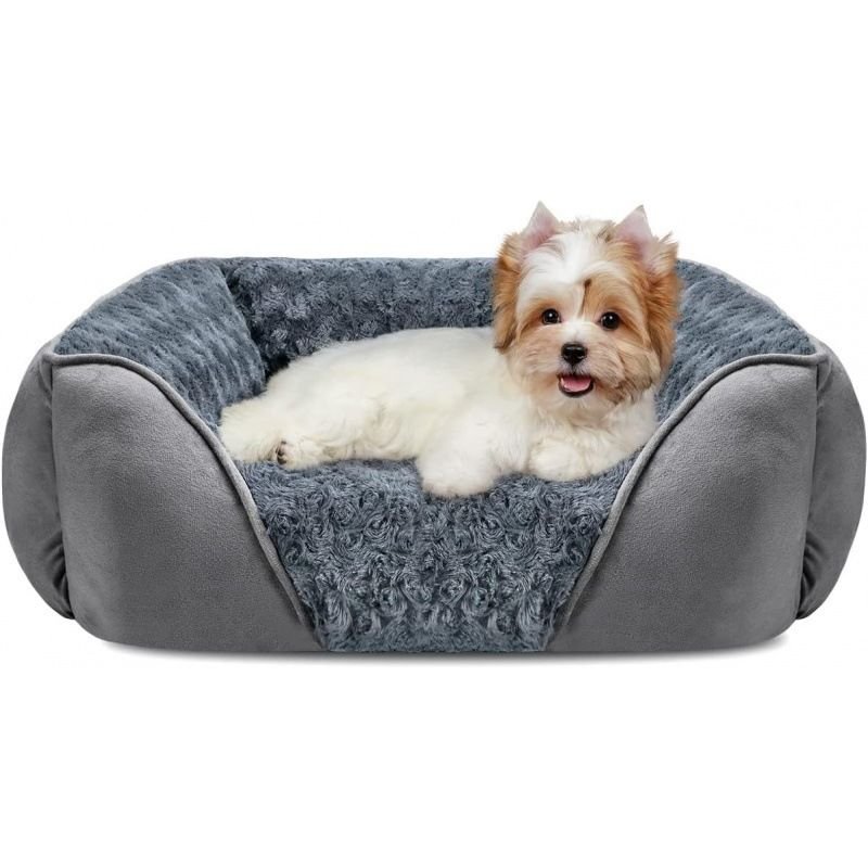 Grey Small Medium Pet Bed Washable Rectangle Dog Bed - KAZIPAWS