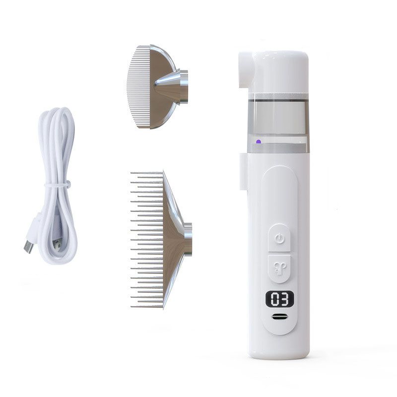 Electric Flea Comb for Dogs and Cats - 2-in-1 Rechargeable Pet Flea Remover and Dematting Grooming Comb with Suction Collection, 3 Speed Settings and USB-C Charging - KAZIPAWS