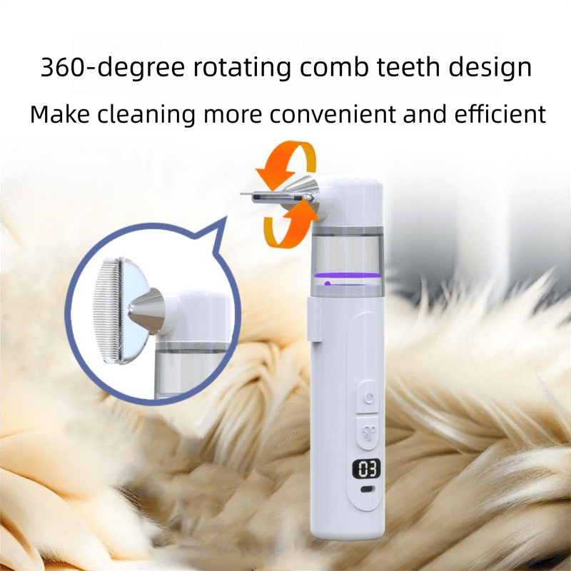 Electric Flea Comb for Dogs and Cats - 2-in-1 Rechargeable Pet Flea Remover and Dematting Grooming Comb with Suction Collection, 3 Speed Settings and USB-C Charging - KAZIPAWS