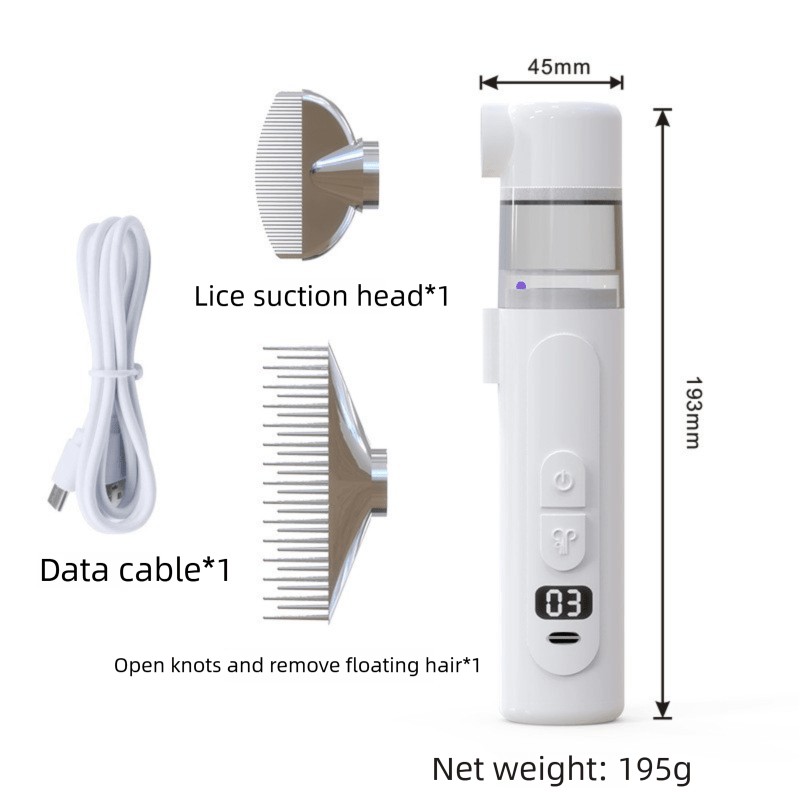 Electric Flea Comb for Dogs and Cats - 2-in-1 Rechargeable Pet Flea Remover and Dematting Grooming Comb with Suction Collection, 3 Speed Settings and USB-C Charging - KAZIPAWS