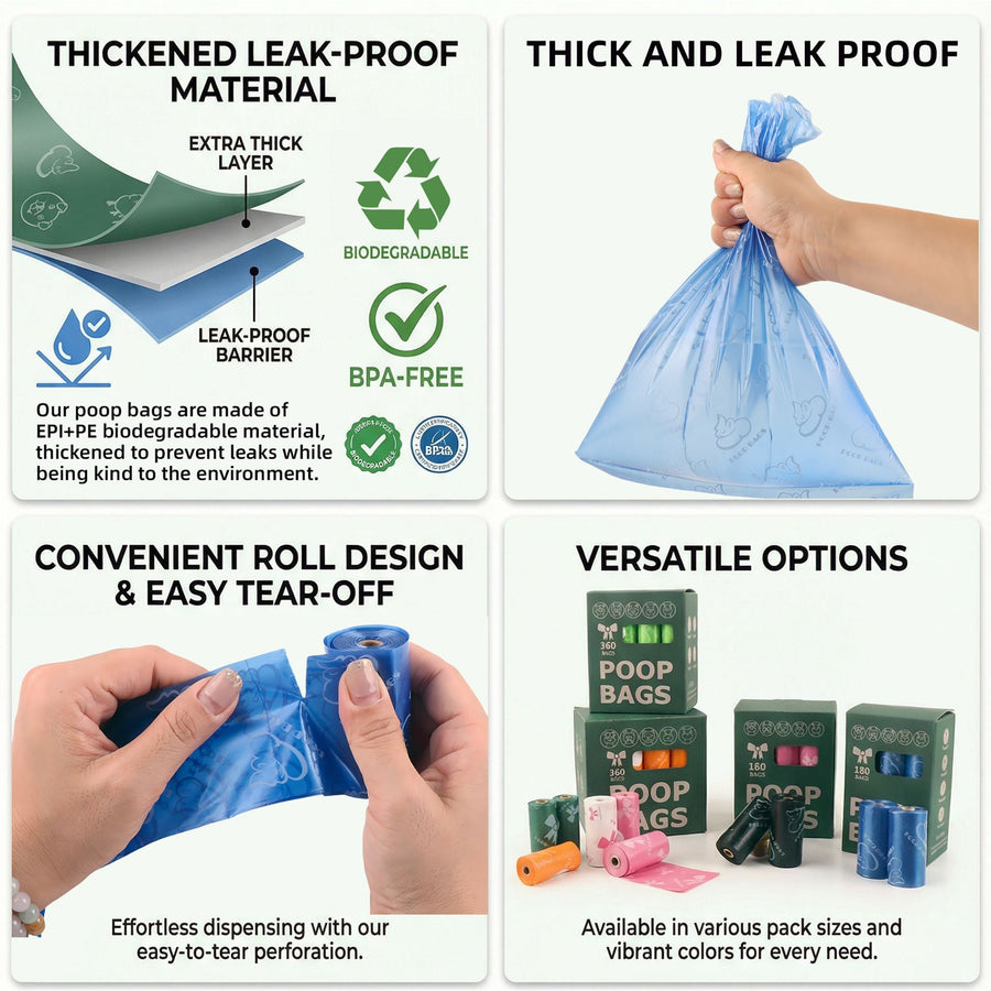Pink Thickened Dog Poop Bags 180 Pack 12 Rolls 15 - KAZIPAWS