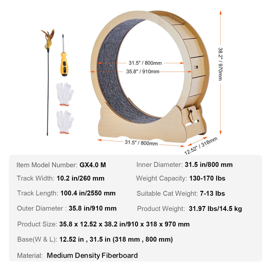 Cat Exercise Wheel Large Treadmill Wheel for Indoor Cats - KAZIPAWS